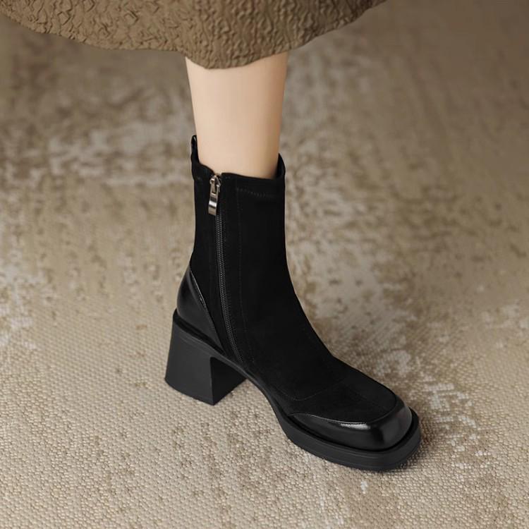 2024 Women's European-American Chunky Heel Elastic Ankle Boots - Versatile High-Heel Martin Style