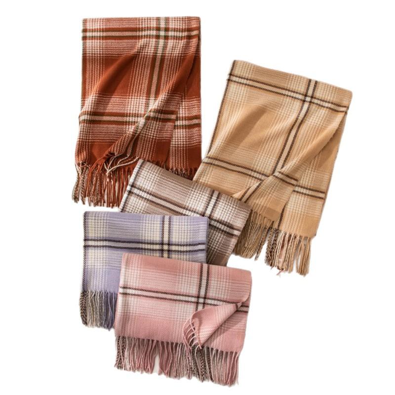 Thick Warm Faux Cashmere Plaid Scarf Women Men Winter College Style Long Wrap Shawl Daily Commute