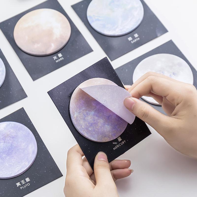 Planet Series Tearable Round Sticky Notes - Office Supplies Memo Pads with Small Notebooks