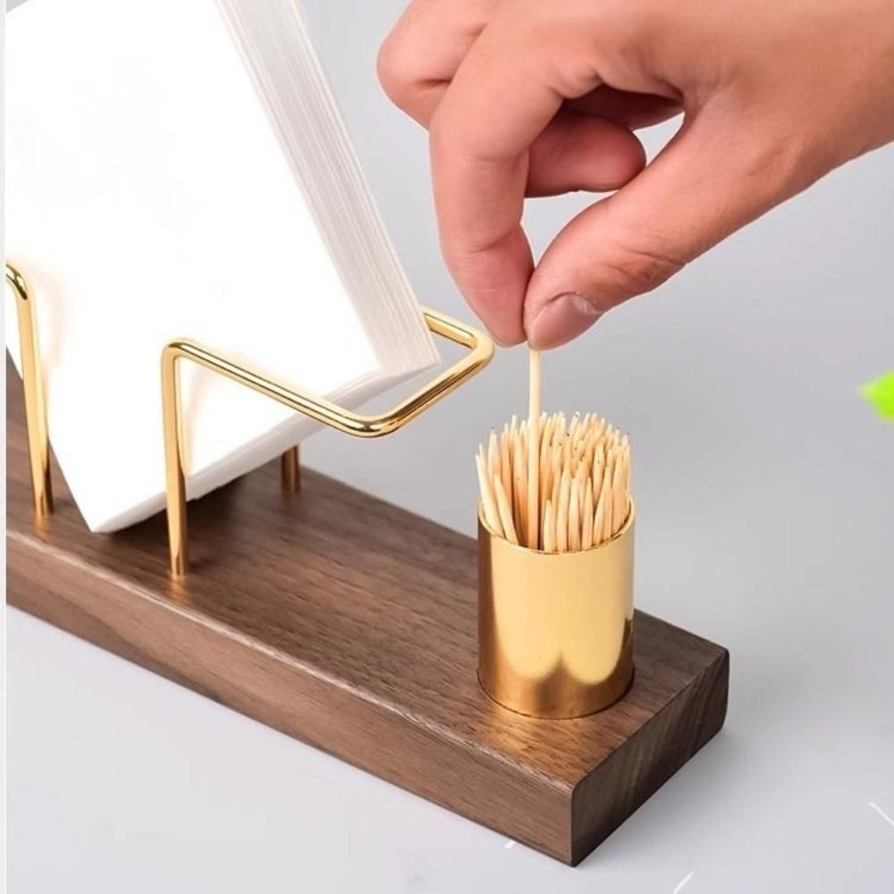 New Wood Tissue Holder Creative Design Elegant Toothpick Box Multifunction Desktop Organizer Dining Table