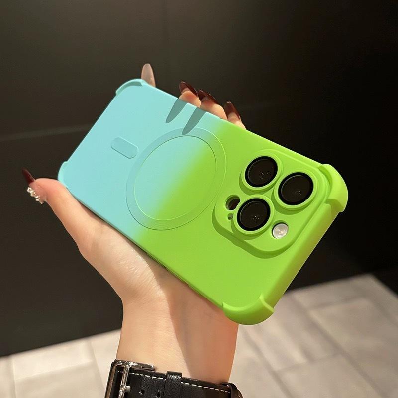 Suitable for Iphone16 Gradient Magnetic Phone Case Four Corner Anti-drop Apple 15ProMax Full Bag Matte Protective Case