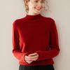 Women's Cashmere Rolled Hem Turtleneck Sweater: Pure, Double-Ply, Thick Knit, Short, Loose, Versatile Base Layer