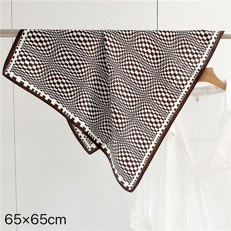

Simple Plaid 12 Mmi Silk Scarf Shawl For Women Spring/Summer Fashion Versatile 100% Mulberry Silk Scarf Summer Bag Scarfs 65cmx65cm