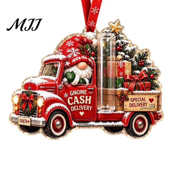 Decorative Money Hiding Ornament Gnome Christmas Cash Holder Ornament, Acrylic Hanging Pendant for Creative Gift Reveal Box Holiday Tree Decoration,
