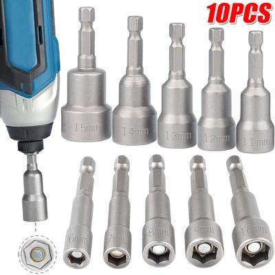 Hex Shank Impact Nut Setter Driver Drill Bit Set Quick Change Hexagonal Screwdriver Socket Adapter Electric Drill Wrench Tools