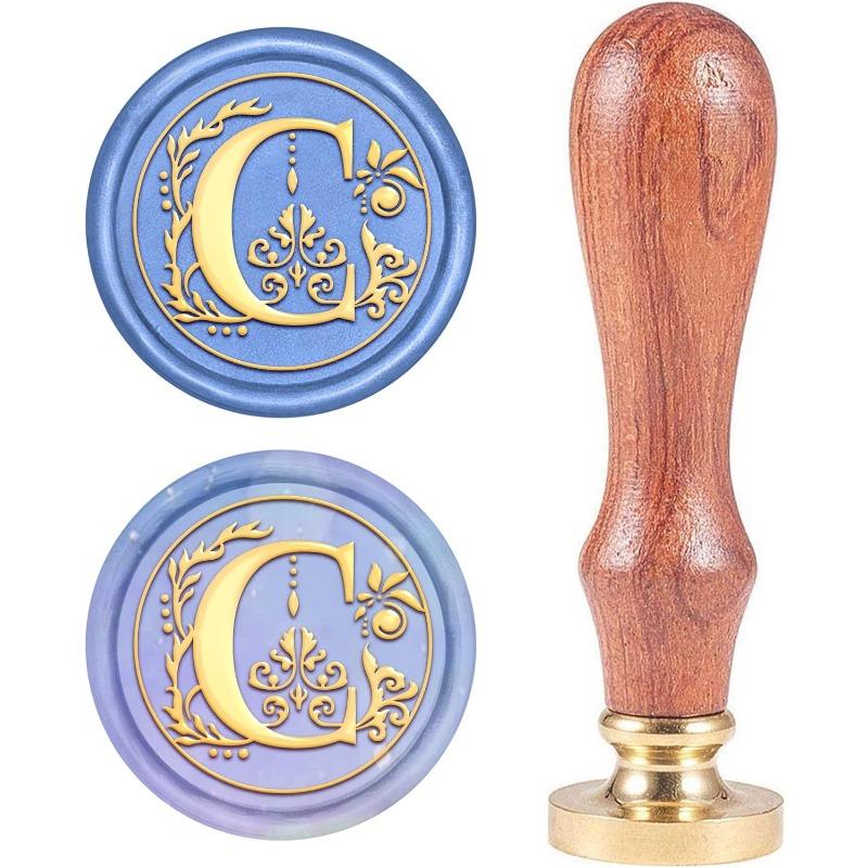 

1pc Letter A Wax Seal Stamp Vintage Alphabet Initial Sealing Retro 25mm Removable Brass Head with Wooden Handle