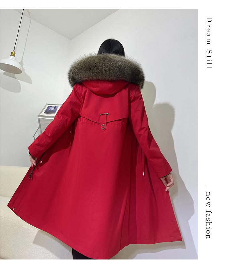 Abrigo Largo de Cuero para Mujer 2023 Invierno con Forro Polar, Forro Desmontable y Piel.