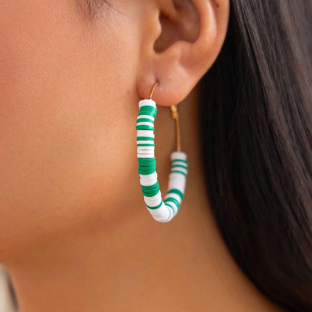 Salircon 10 Styles Romantic Cute Colorful Soft Pottery Hoop Earring Women Fashion Christmas Tree Snowman Series Ear Jewelry Gift