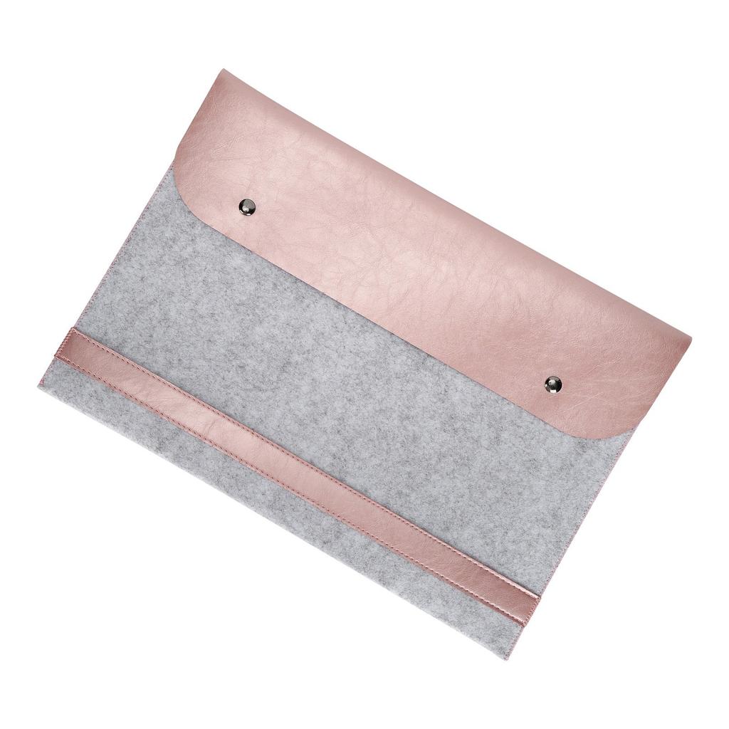 Laptop Sleeve Flip Type Protective Double Layer Felt Microfiber Computer Bag for MacBook Pro 15.4 Inch ModelsRose Gold