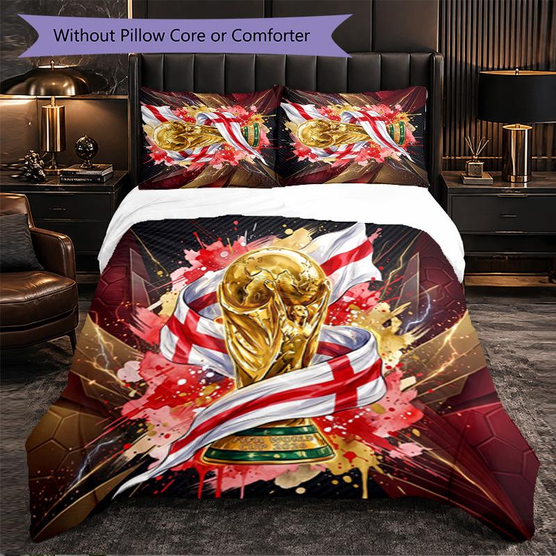 England Football Pattern 3 Pieces Bedding Set Soft Microfiber Duvet Cover with Pillow Cases for Bedroom