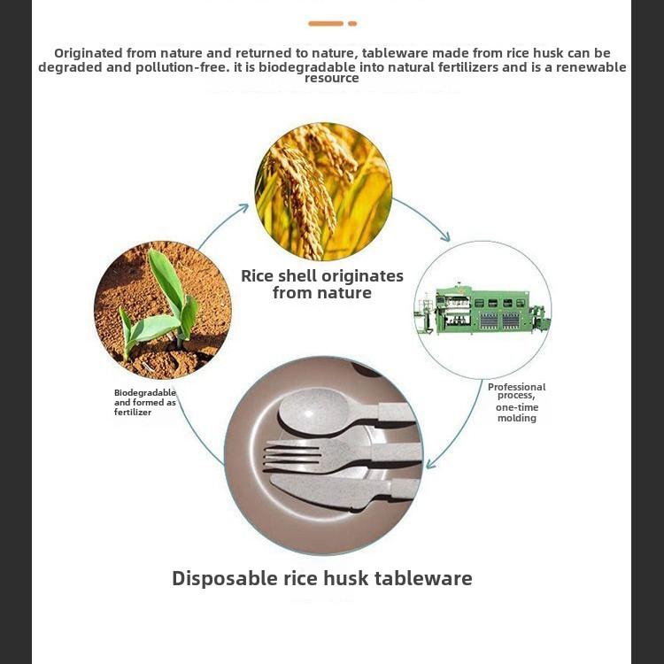 Degradable Tableware Environmentally Friendly Disposable Rice Husk Knife, Fork and Spoon Wheat Straw Spoon Household and Commercial Cake Spoon