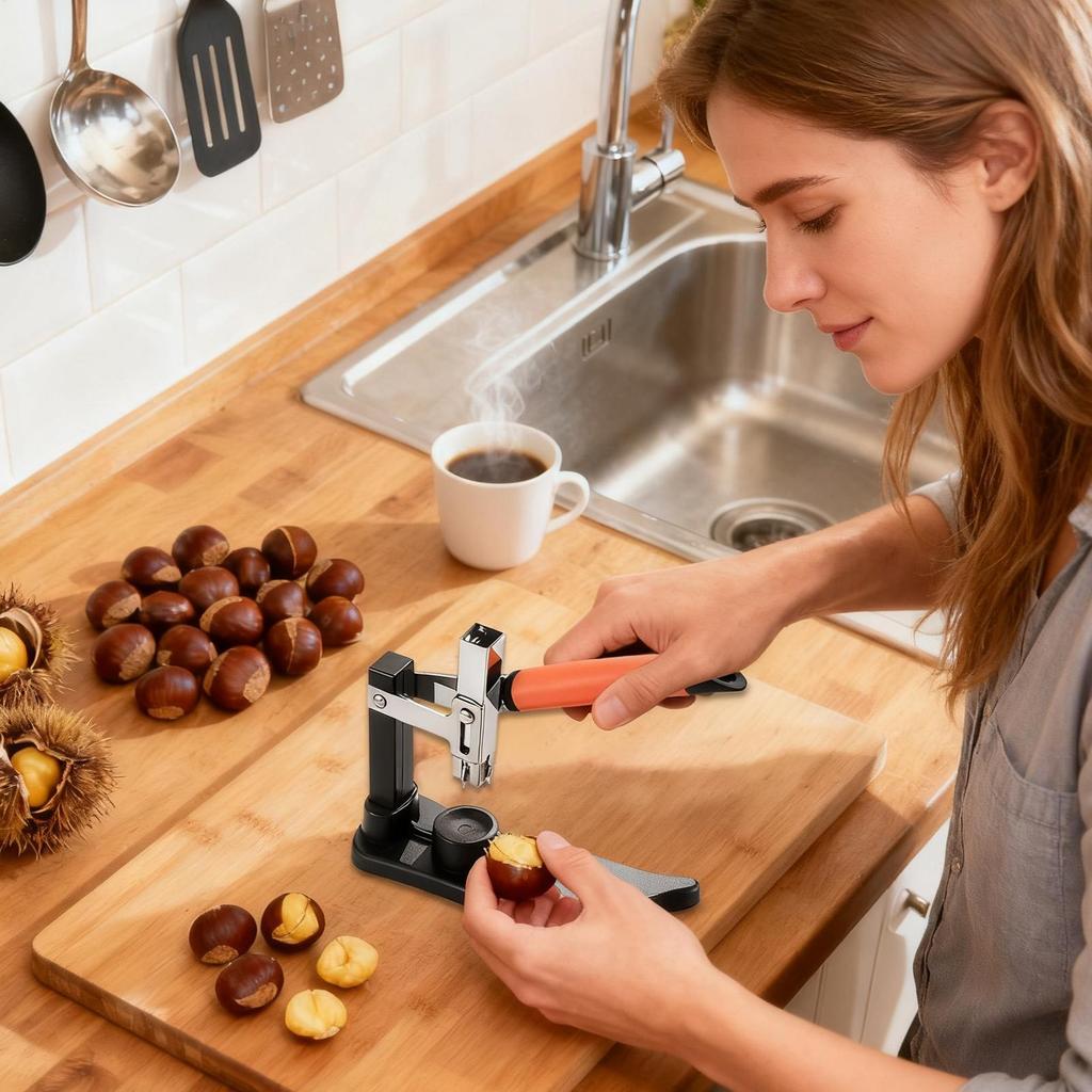 Chestnut Cutter Non-Slip Handle Cracking Sheller Portable Nutcracker Chestnut Clip for Nut Peeling Shelling Opening Cooking