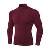 Autumn Winter Men Thermal Top Plush Lining Zipper Stand-up Collar Long Sleeve Shirt Slim Fit Stretch Casual Solid Color Cold Weather Warm Base