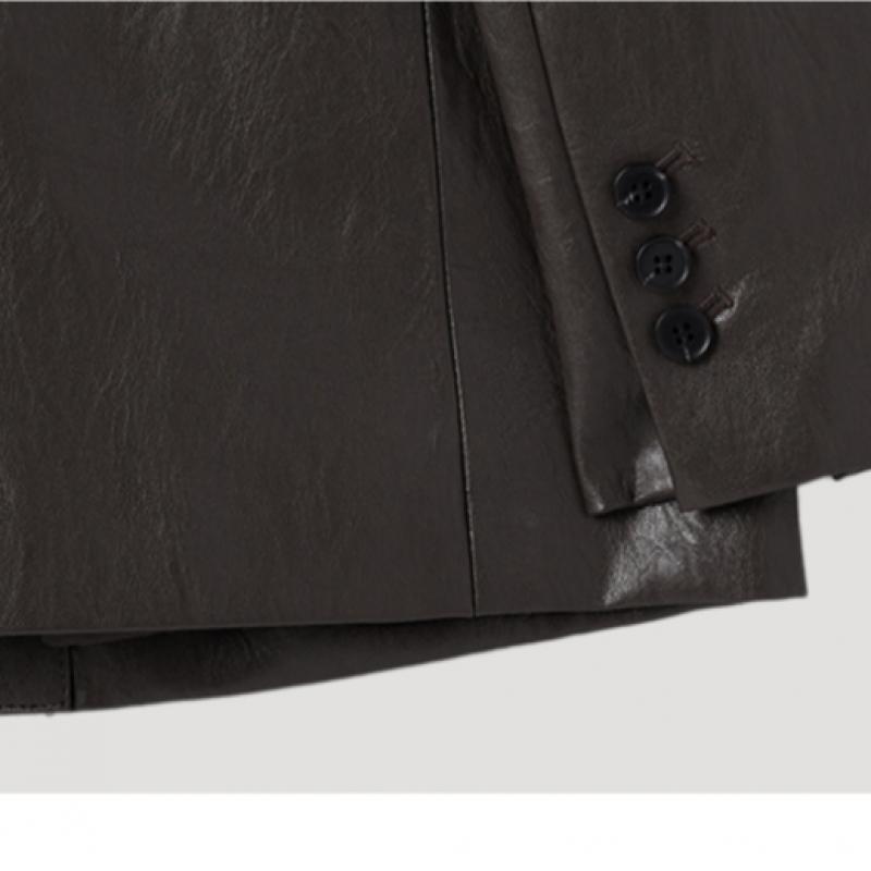 Kožená bunda s jedním knoflíkem She Smiss Swwjkp12050 Dg