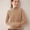 Women's Half-High Collar Cable Knit Cashmere Sweater - Korean Style Thick Pullover for Autumn and Winter