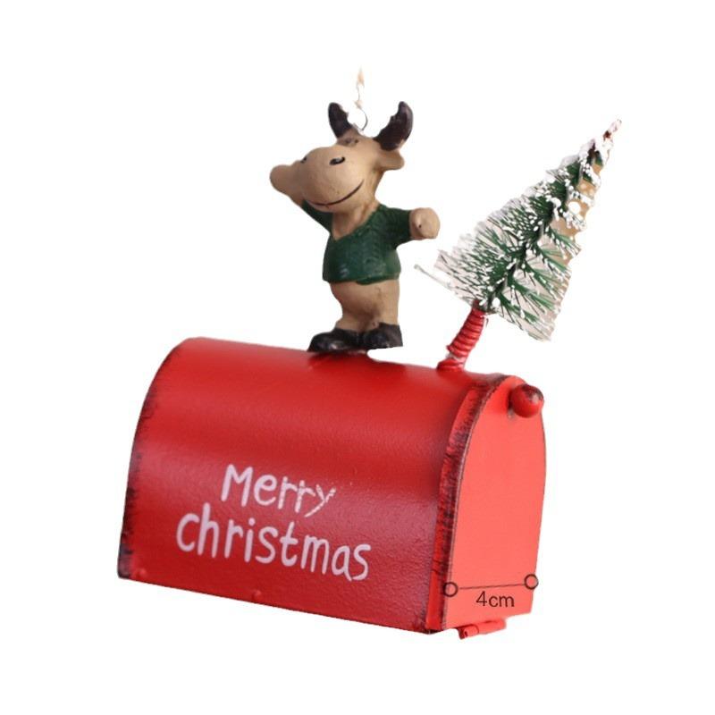 Santa's small mailbox pendant, Christmas wrought iron painted Christmas tree decoration pendant, holiday decorations