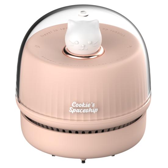 

Ручной настольный пылесос с окружающим освещением, ABS, легко носить с собой, перезаряжаемый USB-пылесос для офиса розовый