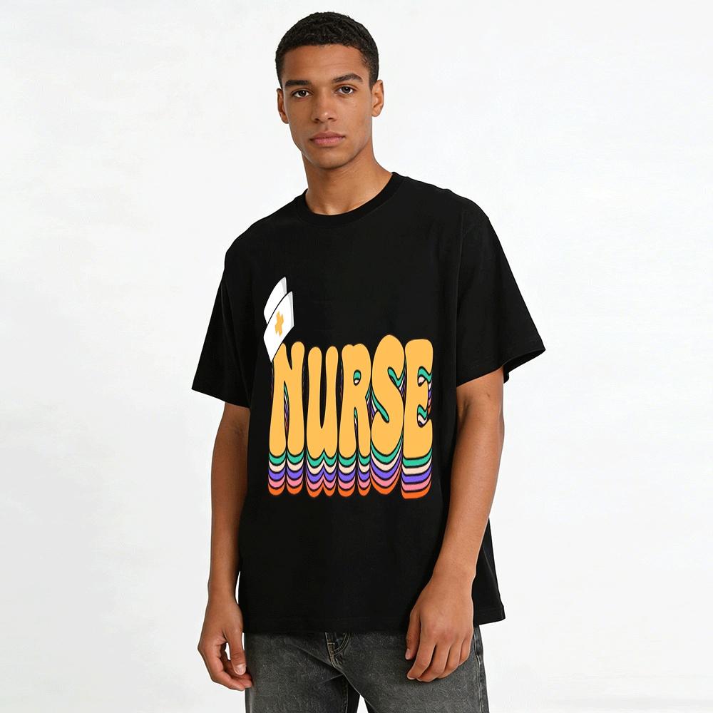Retro Style Nurse Themed Print Casual T-Shirt Pure cotton T-shirt
