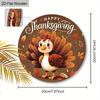 2D Flat Autumn Cartoon Turkey Welcome Wall Decorative Plaque, Round Wooden Hanging Plaque, Perfect for Fall Decor, Front Door, Porch, Garden