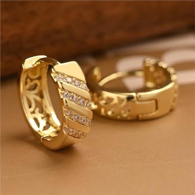 Gold-plated Zircon Hoop Earrings for Women Geometric Anti Allergy Chunky Huggies Party Jewelry Gifts