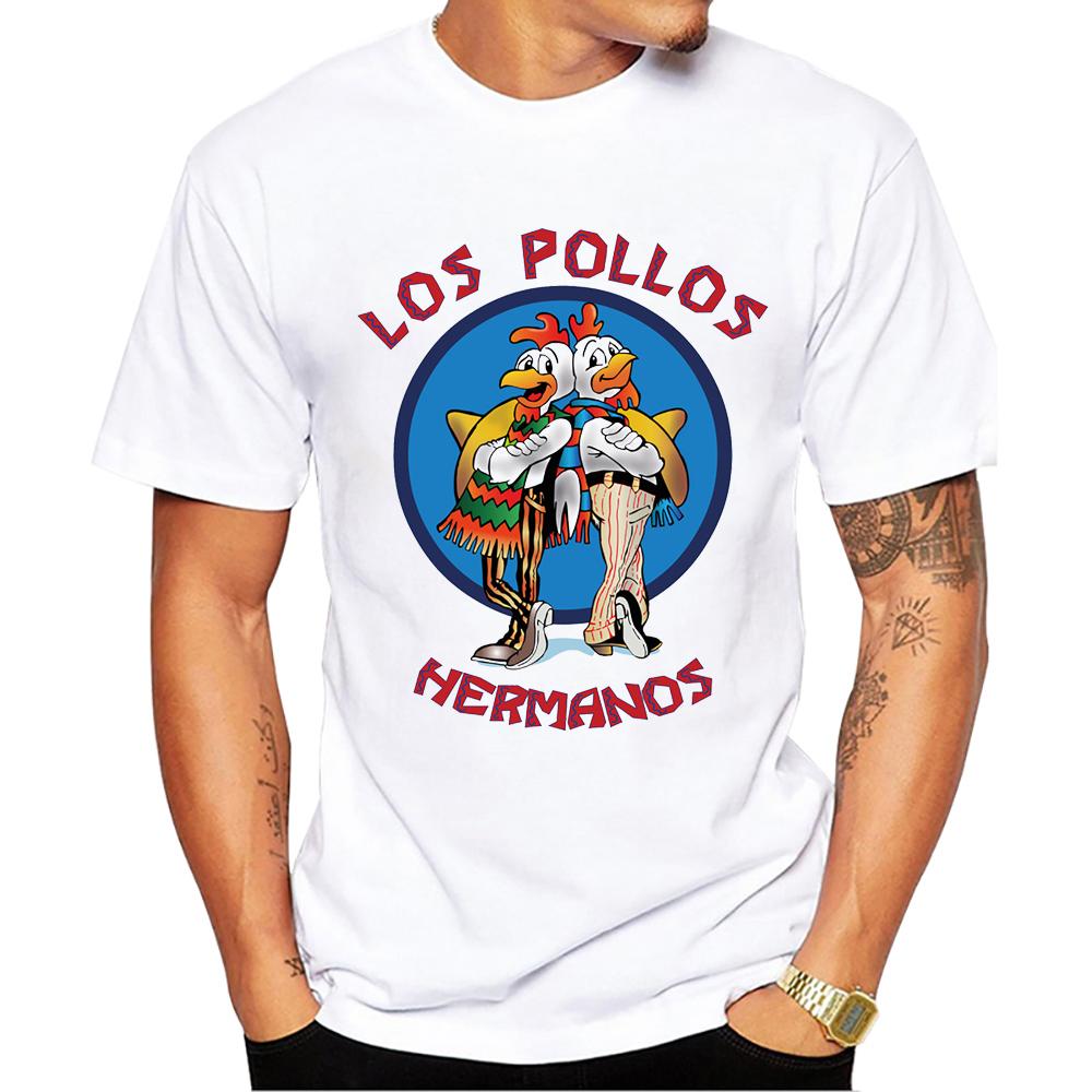 TEEHUB Funny LOS POLLOS HERMANOS Men T Shirts Boy Christmas Heisenberg Print Male Tee Sport Br