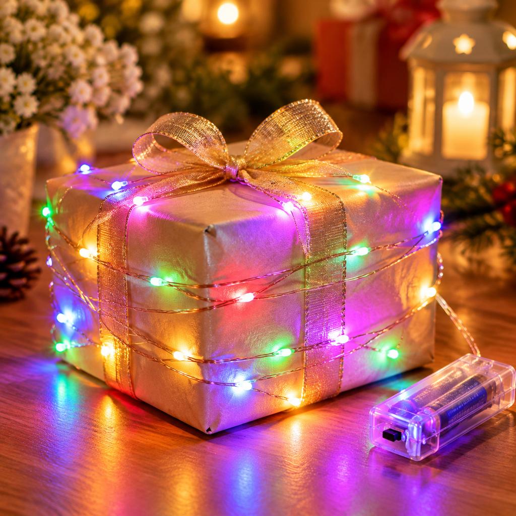 1m 10-LED Four-Color Constant-On Copper Wire String Light