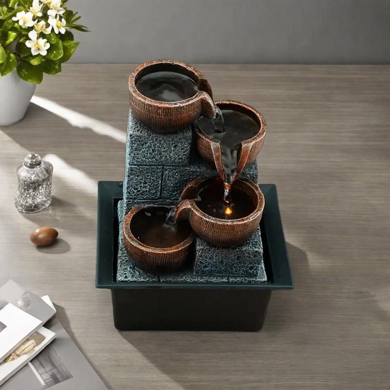 Desktop Small Fountain Water Ornament - Decorative Gift & Purification Handicraft