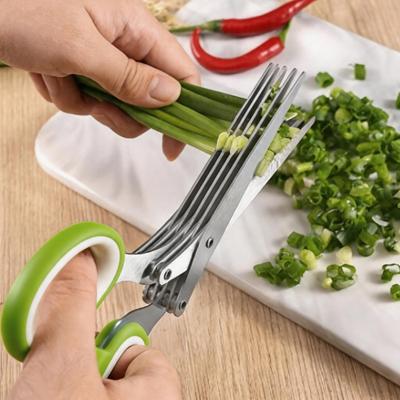 1/2pcs 5-layer Scallion Scissors Stainless Steel Multifunctional Shredded Paper Cutter Vegetable Onion Shears Kitchen Gadgets
