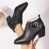 Fashionable New Style Comfortable High Heels Work Boots For Women Winter Elegant Round Toe Sexy Square Heel Casual Short Boots