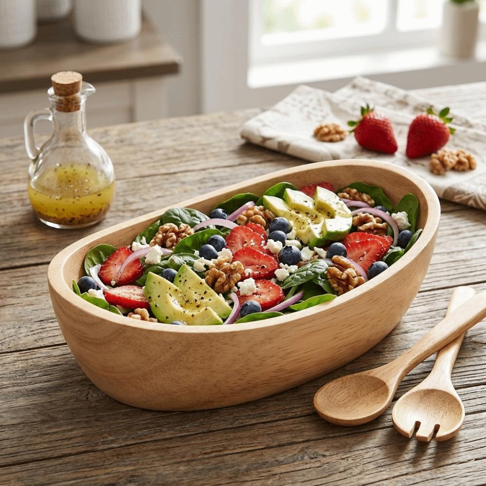 Boat Outline Fruit Bowl Wooden Snack Container Wood Grain Food Platter Vegetable Salad