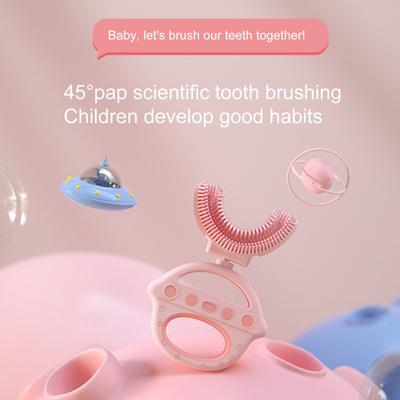 Spazzolino per bambini Materiale per uso alimentare Rimuovi le macchie dei denti A forma di U Bocca intera Pulizia dei denti Spazzolino per bambini