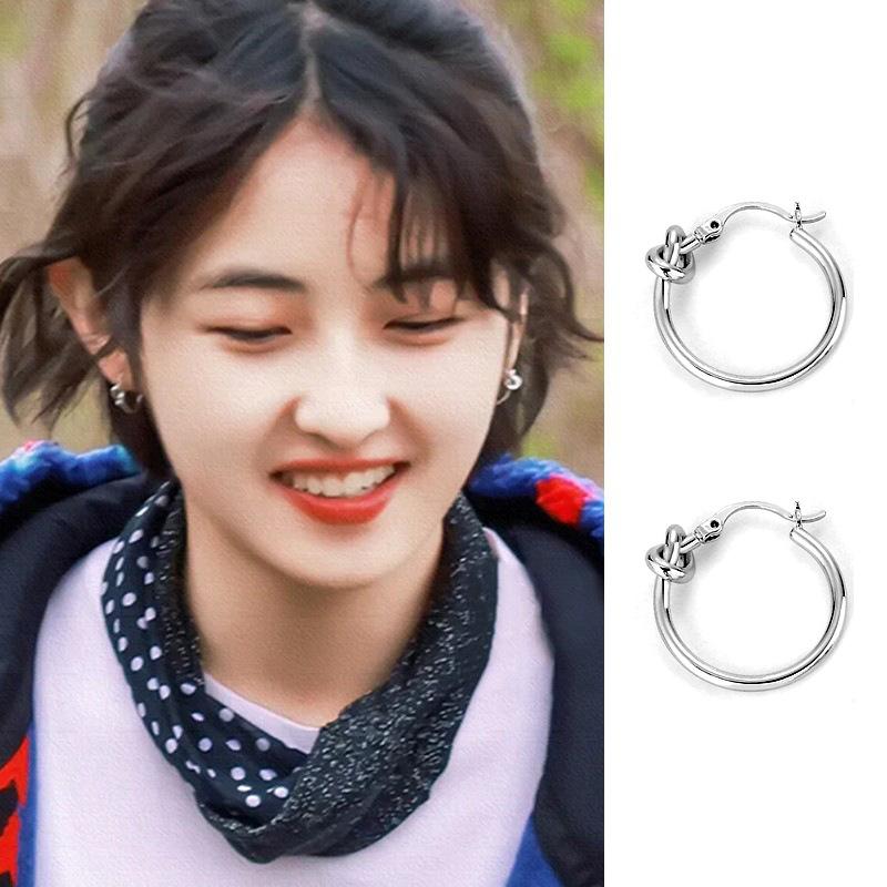 PONYKISS Real  Sterling Silver Geometric Tie a Knot Hoop Earrings For Women Party Classic Fine  Minimalist Accessories