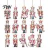 Decorative Hanging Pendants for Holiday Christmas Nutcracker Ornaments Tree, Wooden Soldier Tree Xmas Party Window Decoration, 2D Flat Decor