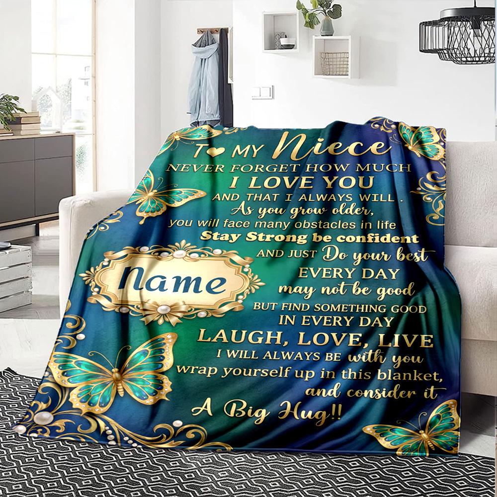Love Encouragement Blanket Personalized Name Soft Warm And Versatile For Sofa Bed Office And Travel Machine Washable Comfortable In All Seasons Best