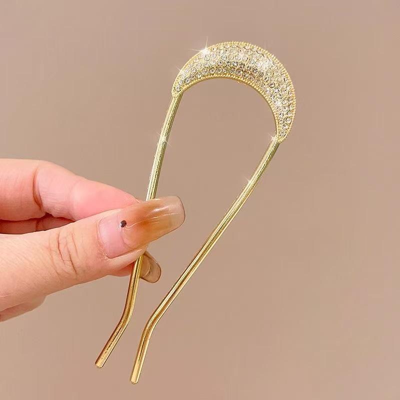 Agrafă de păr elegantă în formă de U cu magnolie: Coc high-end în stil chinezesc, accesoriu de păr pentru qipao.