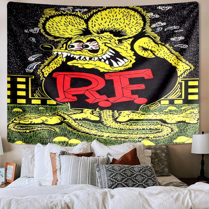 Retro Fink Rat Printed Tapestry, Wall Hanging,Livingroom, dormitory, Large Wall Decor, Fabric Decor Fan Birthday Gifts