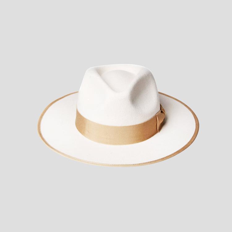 Прямо с завода шерстяная цилиндровая шляпа, Модная британская фетровая шляпа, Декоративная лента-бант, Чистошерстяная цилиндровая шляпа L（58-60cm）