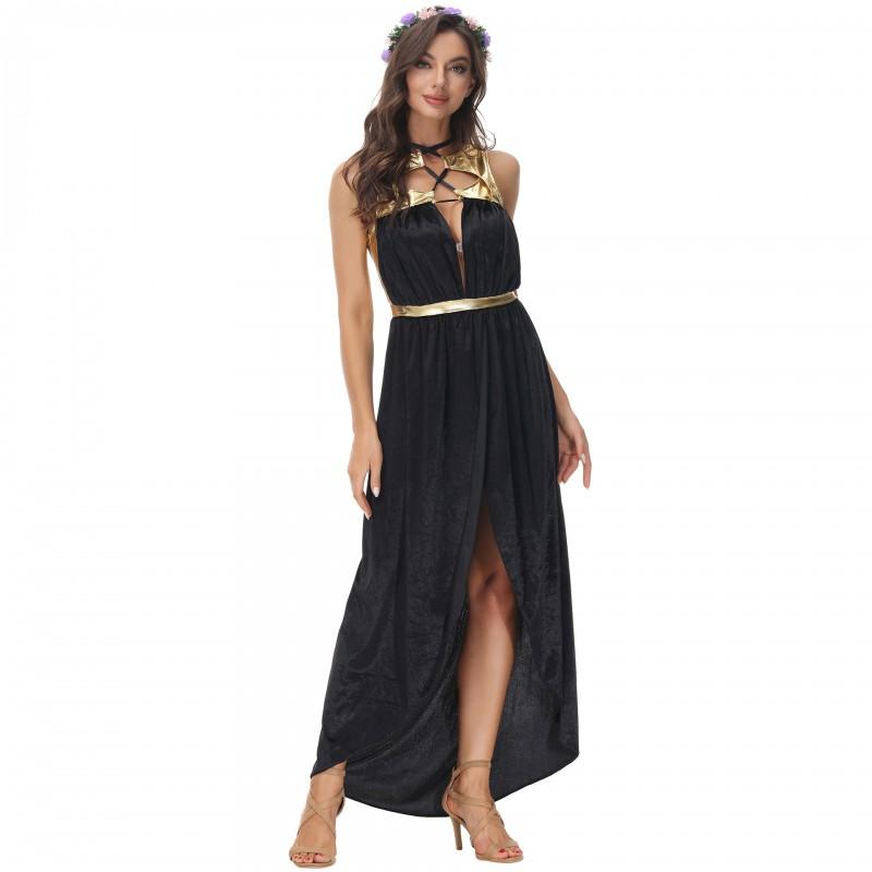 Halloween Greek Goddess Dress Ancient Mythology Robe Cleopatra Costume Party Stage Performance Cosplay Womens Fancy