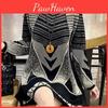 Casual Silk Fashion Geometric Bright Sweaters Autumn Winter Long Sleeve Female Clothing Round Neck Korean Midi Knitted Jumpers