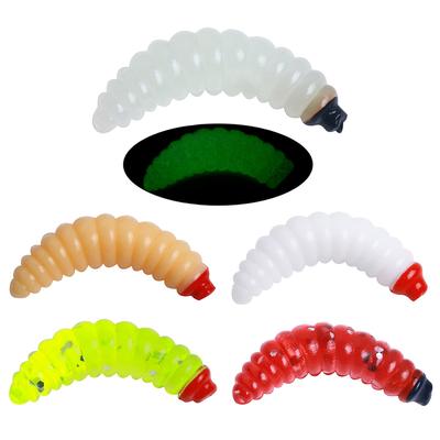 50 Stück 24mm Künstliche Mehlwurmköder Made Maden Maden Weicher Angelköder Simulation Mehlwurmköder für Süßwasser Meerwasser