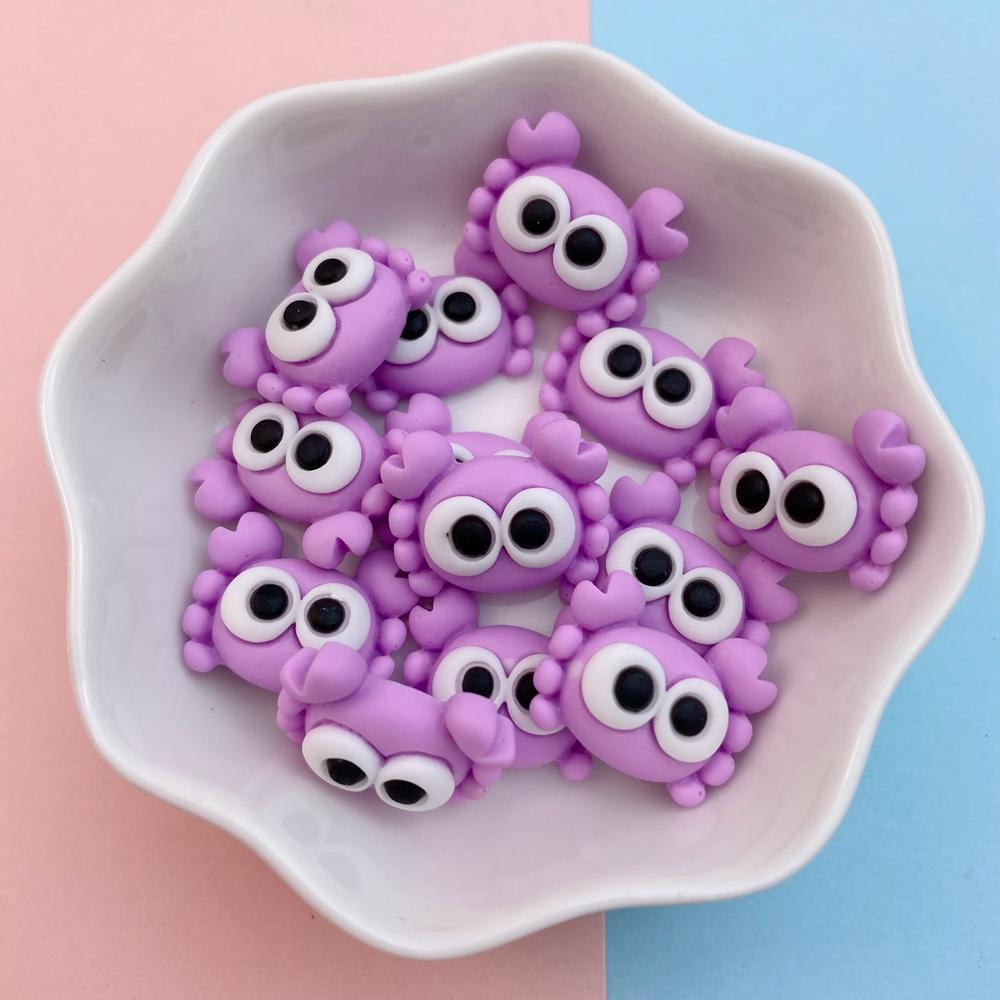 20Pcs New Cute Resin Crab, Lobster, Fish Ocean Series Flat Back Parts Embellishments For Hair Bows Accessories
