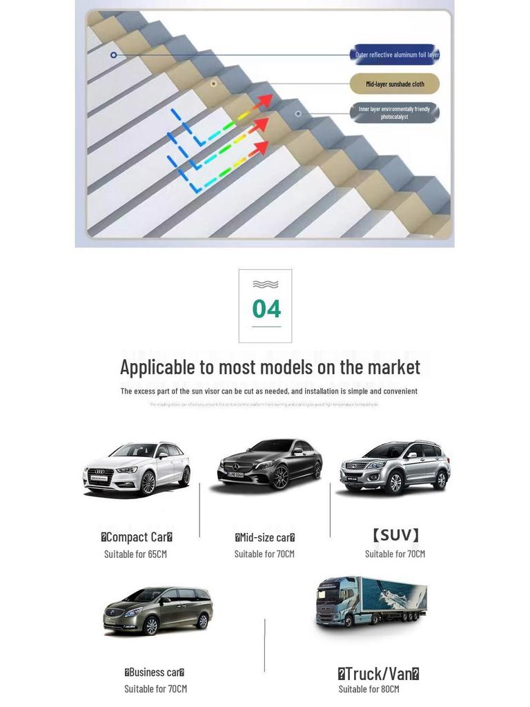 Auto Retractable Folding Car Sun Shade with Suction Cups & Heat Insulation for Windows & Windshield