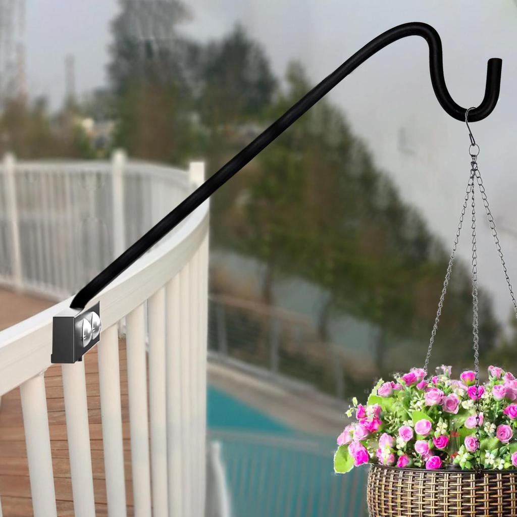 Heavy Duty Bird Feeder Pole Rotatable Planter Hook for Railing Multifunctional Swivel Planter and Feeder Hanger for Patio Garden