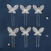 Vintage-Style Metal Hollow Butterfly Hairpins, Silvery Hair Clips with Butterfly Faux Pearls and Rhinestones for Brides