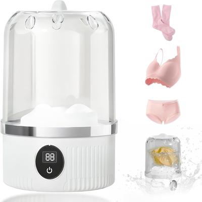 Portable Ultrasonic Mini Washing Machine 2026 New Rechargeable Travel Laundry Solution for Underwear, Compact Design for Apartments, Dorms (White)