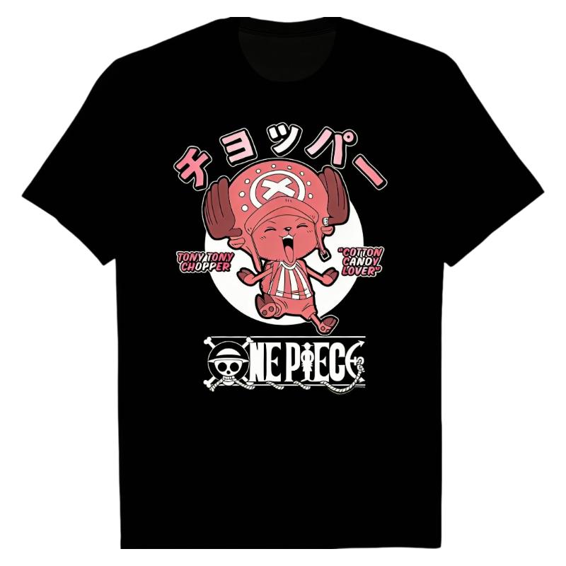 Тони Тони Чоппер One Piece Футболка Милый Аниме Персонаж Графический Принт 100% Хлопок Круглый Вырез Мягкий Повседневный Мода Уличные Топы S