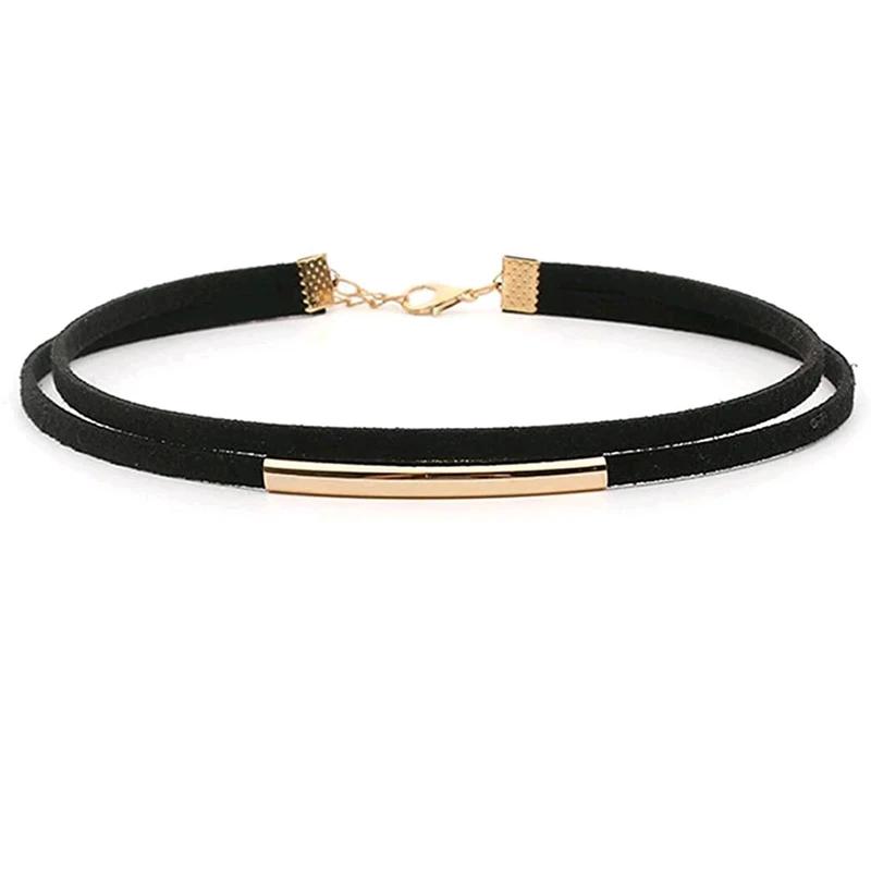 Simple Boho Double Layer Choker Necklaces Adjustable Black Velvet Choker Necklace for Women and Teens Girls
