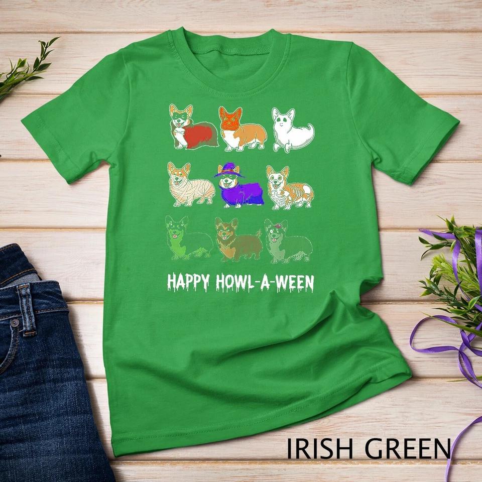 Funny Corgi Dog Halloween Happy Howl-o-ween Unisex T-shirt 4 S