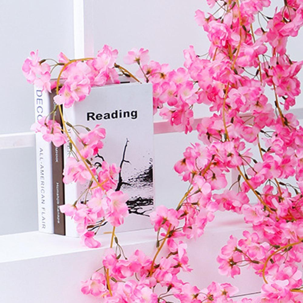 Silk Material Cherry Flower Vine 1.8m Hanging Silk Flowers Artificial Flower Garland Home Decor