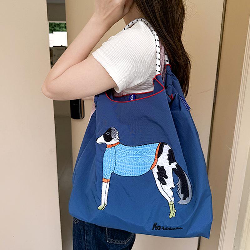 Women's Oxford Cloth Embroidered Handbag: Large Capacity, Nylon, Portable, Crossbody, and Shoulder Bag.